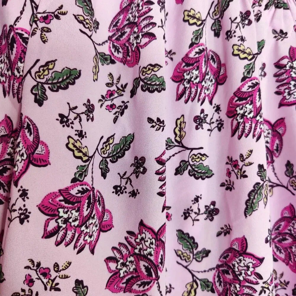 LOFT Floral Puff Sleeve Top‎ L Romantic Fairycore Coquette Boho